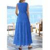 imagePRETTYGARDEN Summer Dresses for Women 2026 Sundresses Sleeveless V Neck Eyelet A Line Flowy Beach Vacation Spring Maxi DressBlue