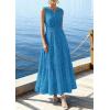 imagePRETTYGARDEN Summer Dresses for Women 2026 Sundresses Sleeveless V Neck Eyelet A Line Flowy Beach Vacation Spring Maxi DressLake Blue