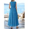 imagePRETTYGARDEN Summer Dresses for Women 2026 Sundresses Sleeveless V Neck Eyelet A Line Flowy Beach Vacation Spring Maxi DressLake Blue