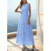 imagePRETTYGARDEN Summer Dresses for Women 2026 Sundresses Sleeveless V Neck Eyelet A Line Flowy Beach Vacation Spring Maxi DressLight Blue