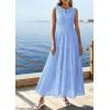 imagePRETTYGARDEN Summer Dresses for Women 2026 Sundresses Sleeveless V Neck Eyelet A Line Flowy Beach Vacation Spring Maxi DressLight Blue