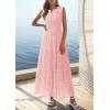 imagePRETTYGARDEN Summer Dresses for Women 2026 Sundresses Sleeveless V Neck Eyelet A Line Flowy Beach Vacation Spring Maxi DressPink