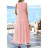 imagePRETTYGARDEN Summer Dresses for Women 2026 Sundresses Sleeveless V Neck Eyelet A Line Flowy Beach Vacation Spring Maxi DressPink