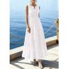 imagePRETTYGARDEN Summer Dresses for Women 2026 Sundresses Sleeveless V Neck Eyelet A Line Flowy Beach Vacation Spring Maxi DressWhite