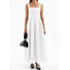 imagePRETTYGARDEN Womens Sleeveless Maxi Summer Dresses 2026 Hollow Out Eyelet Square Neck Ruffle Flowy Beach Vacation SundressWhite