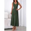 imagePRETTYGARDEN Womens Summer Casual Dresses 2026 Spring Sleeveless V Neck Midi Business Work A Line Pleated Cocktail DressArmy Green