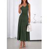 imagePRETTYGARDEN Womens Summer Casual Dresses 2026 Spring Sleeveless V Neck Midi Business Work A Line Pleated Cocktail DressArmy Green