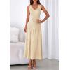 imagePRETTYGARDEN Womens Summer Casual Dresses 2026 Spring Sleeveless V Neck Midi Business Work A Line Pleated Cocktail DressBeige