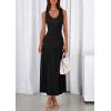 imagePRETTYGARDEN Womens Summer Casual Dresses 2026 Spring Sleeveless V Neck Midi Business Work A Line Pleated Cocktail DressBlack