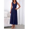 imagePRETTYGARDEN Womens Summer Casual Dresses 2026 Spring Sleeveless V Neck Midi Business Work A Line Pleated Cocktail DressNavy