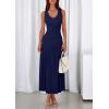 imagePRETTYGARDEN Womens Summer Casual Dresses 2026 Spring Sleeveless V Neck Midi Business Work A Line Pleated Cocktail DressNavy