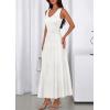imagePRETTYGARDEN Womens Summer Casual Dresses 2026 Spring Sleeveless V Neck Midi Business Work A Line Pleated Cocktail DressWhite