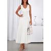 imagePRETTYGARDEN Womens Summer Casual Dresses 2026 Spring Sleeveless V Neck Midi Business Work A Line Pleated Cocktail DressWhite