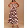 imagePRETTYGARDEN Womens Summer Dresses 2026 Spring Sleeveless Spaghetti Straps Casual Midi Dress Polka Dot Smocked Beach SundressBrown
