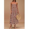 imagePRETTYGARDEN Womens Summer Dresses 2026 Spring Sleeveless Spaghetti Straps Casual Midi Dress Polka Dot Smocked Beach SundressBrown