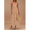 imagePRETTYGARDEN Womens Summer Dresses 2026 Spring Sleeveless Spaghetti Straps Casual Midi Dress Polka Dot Smocked Beach SundressKhaki