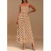imagePRETTYGARDEN Womens Summer Dresses 2026 Spring Sleeveless Spaghetti Straps Casual Midi Dress Polka Dot Smocked Beach SundressKhaki