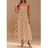 imagePRETTYGARDEN Womens Summer Dresses 2026 Spring Sleeveless Spaghetti Straps Casual Midi Dress Polka Dot Smocked Beach SundressKhaki