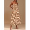 imagePRETTYGARDEN Womens Summer Dresses 2026 Spring Sleeveless Spaghetti Straps Casual Midi Dress Polka Dot Smocked Beach SundressKhaki