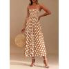 imagePRETTYGARDEN Womens Summer Dresses 2026 Spring Sleeveless Spaghetti Straps Casual Midi Dress Polka Dot Smocked Beach SundressKhaki