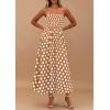 imagePRETTYGARDEN Womens Summer Dresses 2026 Spring Sleeveless Spaghetti Straps Casual Midi Dress Polka Dot Smocked Beach SundressKhaki