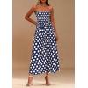 imagePRETTYGARDEN Womens Summer Dresses 2026 Spring Sleeveless Spaghetti Straps Casual Midi Dress Polka Dot Smocked Beach SundressNavy Blue