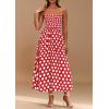imagePRETTYGARDEN Womens Summer Dresses 2026 Spring Sleeveless Spaghetti Straps Casual Midi Dress Polka Dot Smocked Beach SundressRed