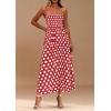 imagePRETTYGARDEN Womens Summer Dresses 2026 Spring Sleeveless Spaghetti Straps Casual Midi Dress Polka Dot Smocked Beach SundressRed