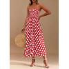 imagePRETTYGARDEN Womens Summer Dresses 2026 Spring Sleeveless Spaghetti Straps Casual Midi Dress Polka Dot Smocked Beach SundressRed