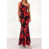 imagePRETTYGARDEN Womens Summer One Shoulder Maxi Dress 2026 Floral Sleeveless Bodycon Mesh Long Formal Wedding Guest DressesBlack Red Flower