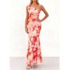 imagePRETTYGARDEN Womens Summer One Shoulder Maxi Dress 2026 Floral Sleeveless Bodycon Mesh Long Formal Wedding Guest DressesOrange Watercolour