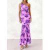 imagePRETTYGARDEN Womens Summer One Shoulder Maxi Dress 2026 Floral Sleeveless Bodycon Mesh Long Formal Wedding Guest DressesPurple Flower