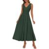 imagePRETTYGARDEN Womens Summer Casual Dresses 2026 Spring Sleeveless V Neck Midi Business Work A Line Pleated Cocktail DressArmy Green