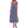 imagePRETTYGARDEN Womens Summer Dresses 2026 Spring Sleeveless Spaghetti Straps Casual Midi Dress Polka Dot Smocked Beach SundressNavy Blue