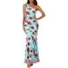 imagePRETTYGARDEN Womens Summer One Shoulder Maxi Dress 2026 Floral Sleeveless Bodycon Mesh Long Formal Wedding Guest DressesFloral Blue Rose