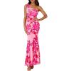 imagePRETTYGARDEN Womens Summer One Shoulder Maxi Dress 2026 Floral Sleeveless Bodycon Mesh Long Formal Wedding Guest DressesPink Flower