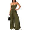 imagePRETTYGARDEN Jumpsuits for Women 2026 Sleeveless Strap Wide Leg Date Night Rompers Beach Vacation One Piece Summer OutfitsArmy Green