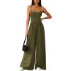 imagePRETTYGARDEN Jumpsuits for Women 2026 Sleeveless Strap Wide Leg Date Night Rompers Beach Vacation One Piece Summer OutfitsArmy Green