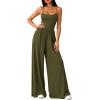 imagePRETTYGARDEN Jumpsuits for Women 2026 Sleeveless Strap Wide Leg Date Night Rompers Beach Vacation One Piece Summer OutfitsArmy Green