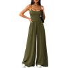 imagePRETTYGARDEN Jumpsuits for Women 2026 Sleeveless Strap Wide Leg Date Night Rompers Beach Vacation One Piece Summer OutfitsArmy Green