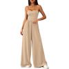 imagePRETTYGARDEN Jumpsuits for Women 2026 Sleeveless Strap Wide Leg Date Night Rompers Beach Vacation One Piece Summer OutfitsBeige