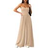 imagePRETTYGARDEN Jumpsuits for Women 2026 Sleeveless Strap Wide Leg Date Night Rompers Beach Vacation One Piece Summer OutfitsBeige