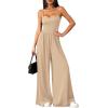 imagePRETTYGARDEN Jumpsuits for Women 2026 Sleeveless Strap Wide Leg Date Night Rompers Beach Vacation One Piece Summer OutfitsBeige
