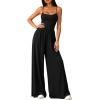 imagePRETTYGARDEN Jumpsuits for Women 2026 Sleeveless Strap Wide Leg Date Night Rompers Beach Vacation One Piece Summer OutfitsBlack