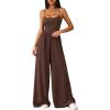 imagePRETTYGARDEN Jumpsuits for Women 2026 Sleeveless Strap Wide Leg Date Night Rompers Beach Vacation One Piece Summer OutfitsBrown