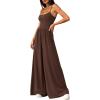 imagePRETTYGARDEN Jumpsuits for Women 2026 Sleeveless Strap Wide Leg Date Night Rompers Beach Vacation One Piece Summer OutfitsBrown