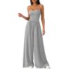 imagePRETTYGARDEN Jumpsuits for Women 2026 Sleeveless Strap Wide Leg Date Night Rompers Beach Vacation One Piece Summer OutfitsGrey