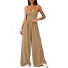 imagePRETTYGARDEN Jumpsuits for Women 2026 Sleeveless Strap Wide Leg Date Night Rompers Beach Vacation One Piece Summer OutfitsKhaki
