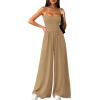 imagePRETTYGARDEN Jumpsuits for Women 2026 Sleeveless Strap Wide Leg Date Night Rompers Beach Vacation One Piece Summer OutfitsKhaki