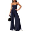 imagePRETTYGARDEN Jumpsuits for Women 2026 Sleeveless Strap Wide Leg Date Night Rompers Beach Vacation One Piece Summer OutfitsNavy Blue